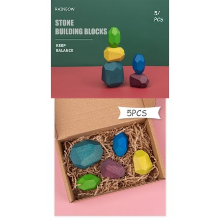 5 stk sorteringssteiner i tre, Montessori-leker, byggeklosser for barn 1 2 3 4 5 6 år Gutt og jente Bursdagsgaver til barn
