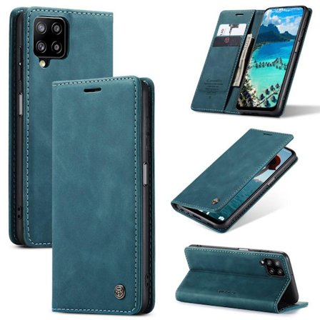 CASEME Retro Lommebok Etui for Samsung Galaxy A12 - Blå