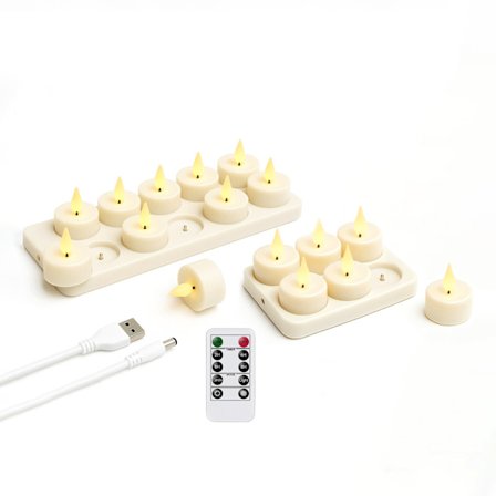 Oppladbare telys – LED-lys med kontroll og timer