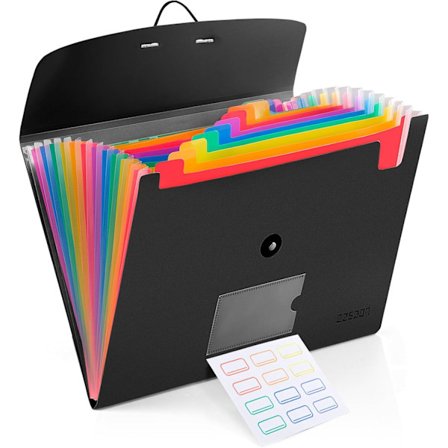 13-lommers ekspanderende filmappe, harmonika filorganisator A4 brevstørrelse