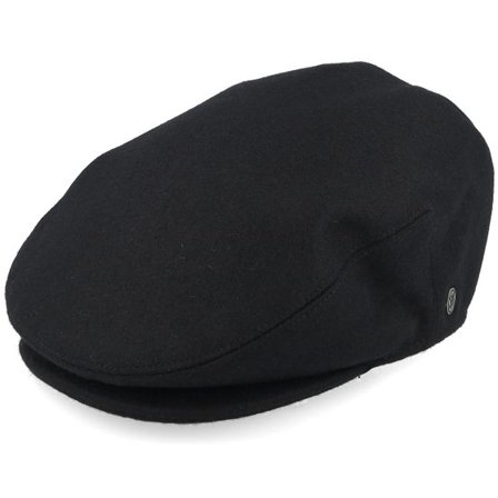 Jaxon & James - Svart flatcap Keps - Melton Wool Black Snap Cap @ Hatstore