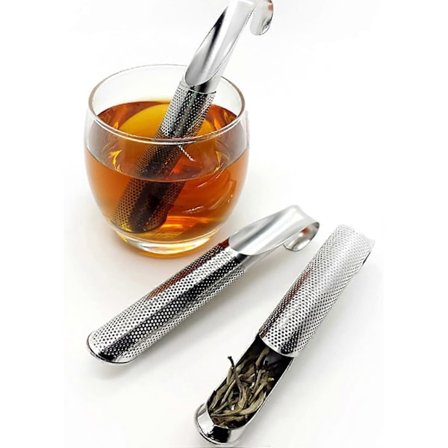 Rostfritt Stål Teinfuser Te Sil Obsterm Steeper Te Diffuser Med Hängande Krokhållare Stick Rör Hål Steeper För Löst Te, Ros, Kaffe