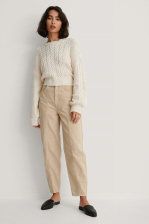 NA-KD Trend Weit Geschnittene Jeans - Baggy Jeans - Beige - EU 42