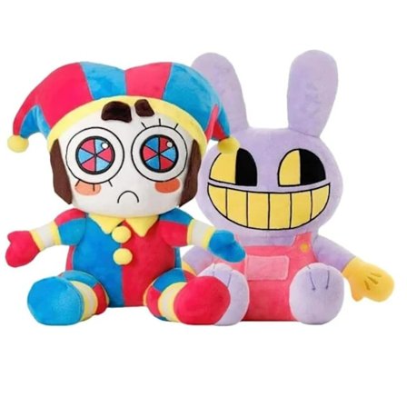 2 fantastiske digitale sirkus-plysjdukker for barn og fans, klovn og kanin-bamser