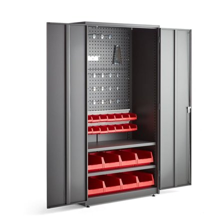 Complete tool cabinet SUPPLY, code lock, 1900x1020x500 mm, grey