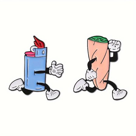 1-2 stk. tegneserie olie dryppende legering bryst brandmaskine og cigaret personificering | Sødt tøj, bog emballage tilføjelser