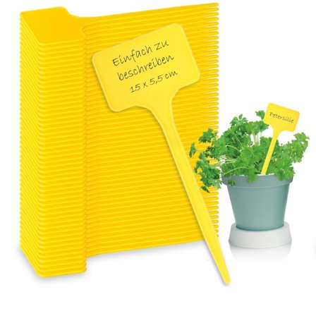 50 stk. Planteetiketter - Plug-in Haveetiketter - Plantepløkker til Mærkning - Dyrkningspløkker 15 cm (50 stk. - Gul - 15 cm)