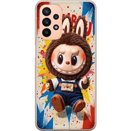 Kompatibelt Genomskinligt Skal till Samsung Galaxy A23 5G Färgstark figur i kanindräkt med busigt uttryck och serietidningsbakgrund som ger en energ