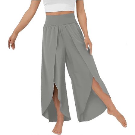 Vida Ben Byxor för Kvinnor, Högmidjade Yogabyxor med Slitsar, Lediga Flödande Palazzo Byxor för Stranden för Kvinnor