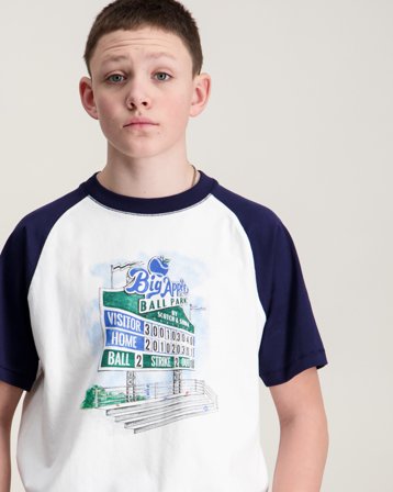 Scotch & Soda Raglan ringer t-shirt with front artwork Blanc T-shirts Garçon - Kids Brand Store