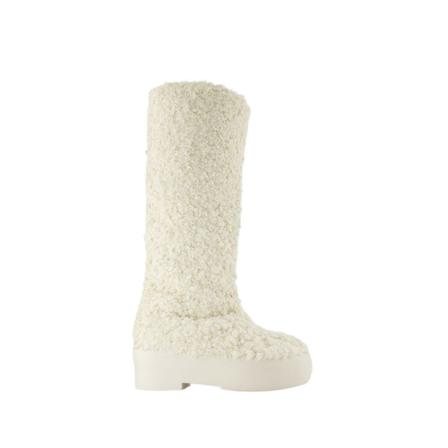 Gia Borghini, Tall Eco Shearling Chunk Sole Boots in Ivory Poly Wit, Dames, Maat:36 EU,polyester