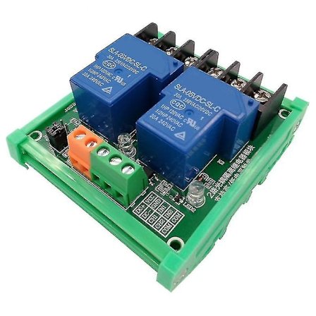 2-kanals relémodul 30A med optokobler, isolert høy/lav for PLC med skinne 5V