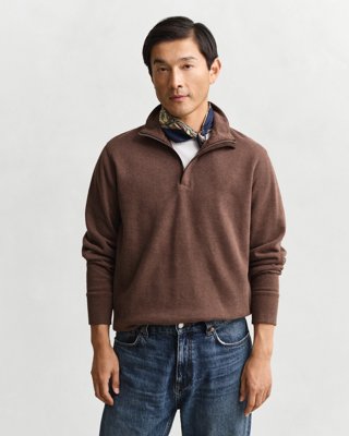GANT - Sacker Rib Half-Zip Genser til herre dark brown melange