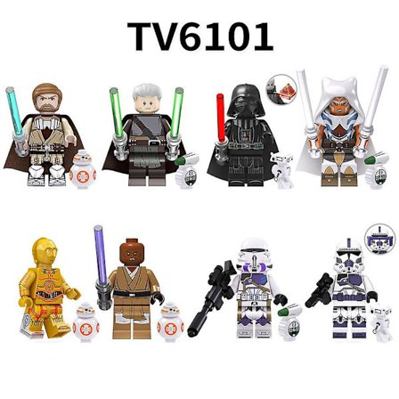 8 st Star Wars-serien Minifigurer Byggklossar Kit, Darth Vader Leksaker Fans Gåvor För 3 År + Barn Pojkar Flickor
