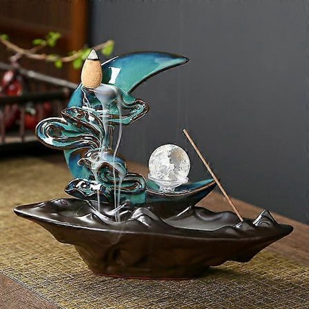 Røgelsesbrænder med backflow og 20 røgelseskegler til aromaterapi og boligindretning.