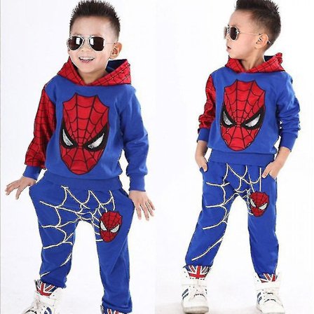 Barneklær Spiderman Sportswear Genser Genser Bukser Kostyme Klær Svart 6-7 År