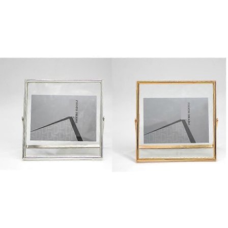 Fyrkantig metallfotoram med passepartout, lämplig för 15 x 15 cm foton, Fotoramar 6x6 tum