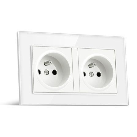 Eu Kristallglas Panel Uttag 2 Fack 230v 16a Franskt Vägguttag