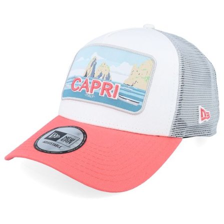 New Era - Vit trucker Keps - Capri Summer White/Pink Trucker @ Hatstore