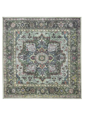 Georgia Oriental Washable 240X240 Large Green/Multicolor Square Cotton Rug