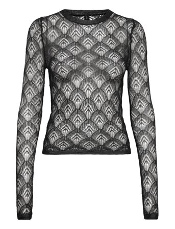 Geometric Openwork T-Shirt Black Mango