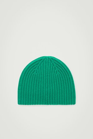 COS Herren The Ribbed Cashmere Beanie - Grün