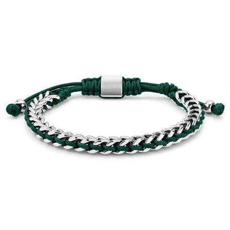 Bracciale in acciaio inossidabile e nylon verde per uomini - Bracciali in acciaio