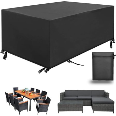 Hagemøbeltrekk, rektangulært hagebordtrekk, møbelbeskyttelsestrekk, vanntett anti-UV hagemøbelpresenning, 420D Oxford utendørs