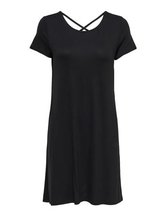Onlbera Back Lace Up S/S Dress Jrs Noos Dresses T-shirt Dresses Svart ONLY*Betinget Tilbud