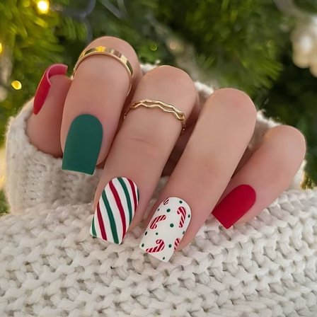 Christmas French Fake Nails False Nail 2 2