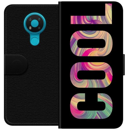 Yhteensopiva Lompakkokotelo Nokia Nokia 3.4 Nykytaiteellinen typografia taiteilu sanaa LOVE nestemäisissä sateenkaariväreissä mustaa taustaa vaste