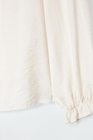 COS Women's Ruffled High-Neck Blouse in Beige