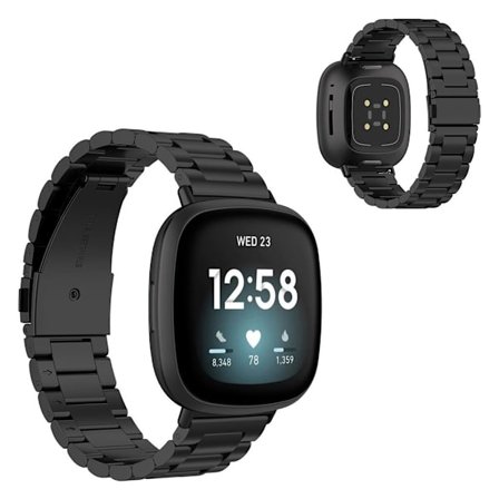 Fitbit Sense / Versa 3 rostfritt stål klockarmband - svart