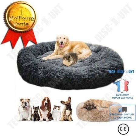 Hundkorg TECH DISCOUNT Mjuk Rund Säng 100x100cm Grå Doudou Tvättbar Stort Diameter Antislip Kudde Inomhus