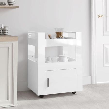 Vidaxl Köksvagn Högglans Vit 60x45x80 Cm Konstruerat Trä Vit
