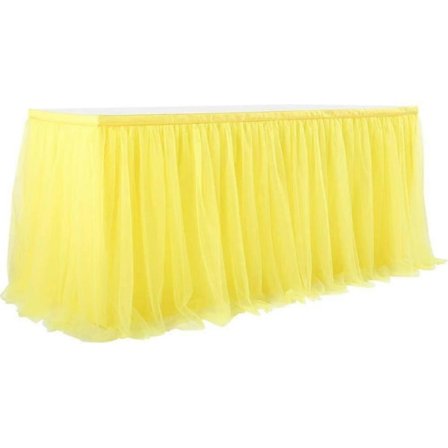 Tylli pöytähame suorakulmaisille tai pyöreille pöydille, Tutu pöytähame valkoinen röyhelö pöytäliina häihin, morsiusjuhliin, ristiäisiin, 