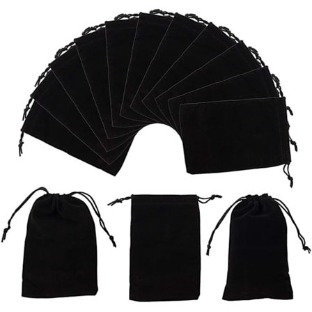 5 stk fløyelsposer, 10×15cm svarte fløyelsposer julegodteposer for smykker, ørepropper og nøkkelringer