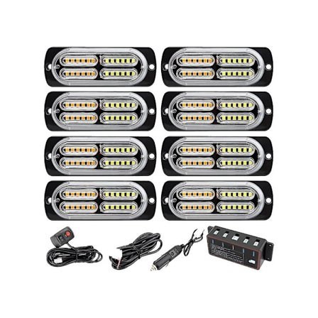 1 Slepetau 8 Tommers Varsellys Strobelys Sidelys Grilllys Gul+hvit