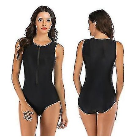 Dames Rash Guard Badedragt Lynlås Foran Print Kortærmet Endelt Badetøj