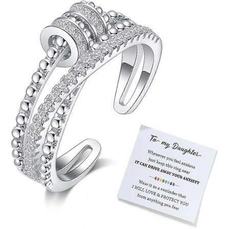 Til min datter Fidget Ring mod angst Fidget Ringe mod angst til kvinder Justerbar Stacking Angstlindring Regnbue Fidget Ring Smykkegaver