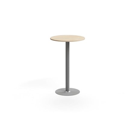 Bar table ALVA, Ø700x1100 mm, high pressure laminate, silver/birch