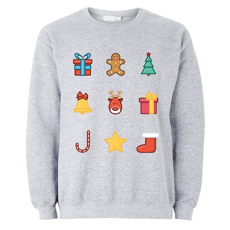 The T-Shirt Factory Mens Christmas Emoji Icons Jumper S Grå