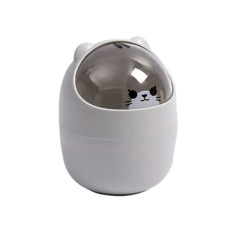 Soptunna för skrivbord, söt kreativ tecknad djur papperskorg med lock, mini soporganisatör