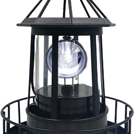 LED Solcelle-drevet Fyrtårnslampe 360 Grader Roterende Lampe Havedekoration What KLB