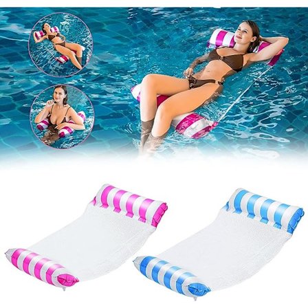 2 st flytande solstolar, 4 i 1 uppblåsbara poolflottar, flytande hopfällbar hängmatta uppblåsbar, uppblåsbar flytande säng för vuxna och
