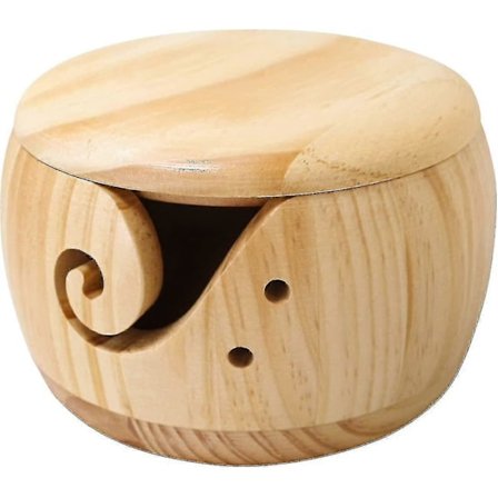 Trægarn Skål Med Låg, Garn Skål Uld Holder, Håndlavet Garn Opbevaringsskål Med Huller Nål Og Tråd Bold Opbevaring, Strikning Skål Til Hækling K