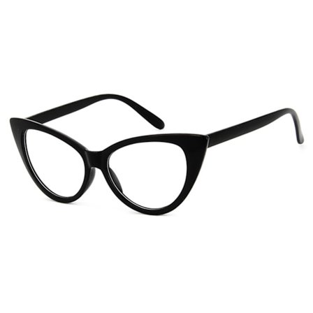 Svart retro cateye glass klar glass klar glass uten styrke