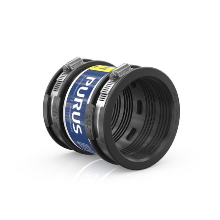 Purus 3032538 Toleranssiliitin musta, letkunkiristimillä 80/95 mm, Sisätilaviemäri