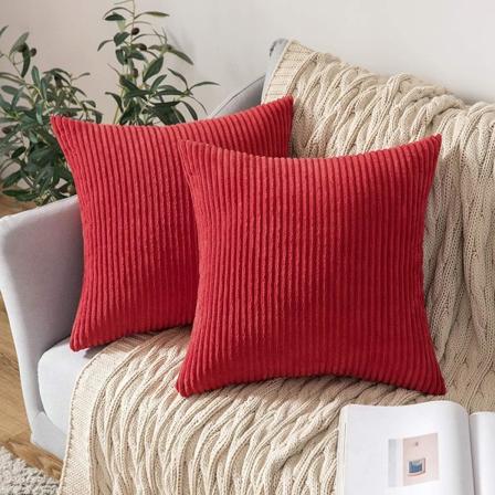 Pakke med 2 Manchester Myke Solide Dekorative Firkantede Putetrekk Putetrekk Putetrekk for Sofa Stue Soverom Bil 18 x 18 tommer 45 x 45 cm Rød Rød