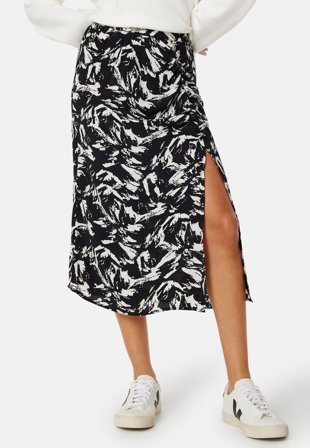 VILA - Viboa Hia HW Midi Skirt - Black/Patterned